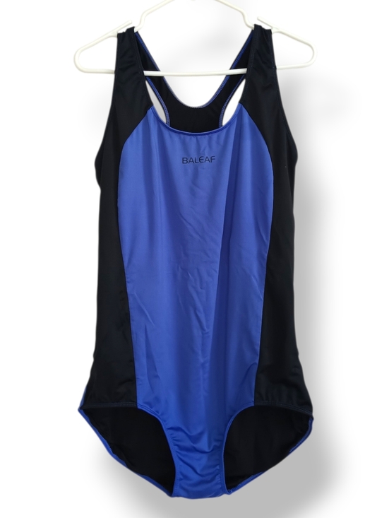 Baleaf Other - Baleaf Blue Black Racerback One-Piece Swim Suit Active wear Unlined Racing Plus